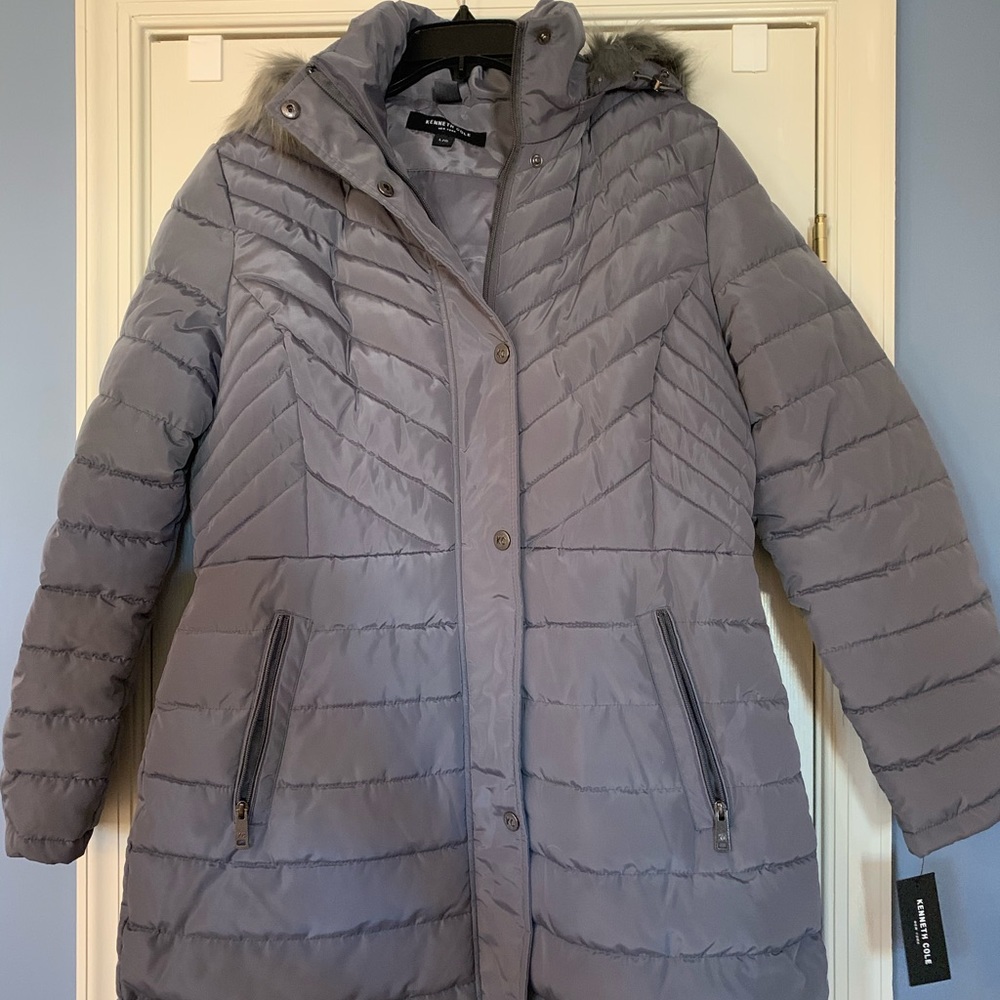 Kenneth Cole Faux-Fir Trim Hooded Jacket